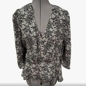 Black and white floral blouse from banana republic